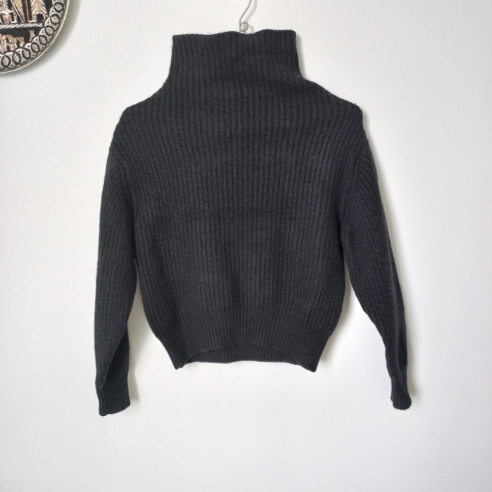 Wilfred Women's Black Ribbed Knit Turtleneck Sweater Size XS US